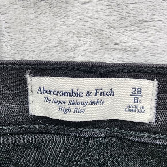Abercrombie & Fitch Jeans Womens 28/6S SHORT Black Super Skinny Ankle High Rise - Picture 6 of 13